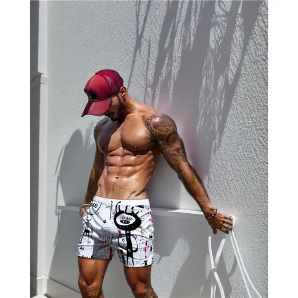 GINGTTO Men's Beach Shorts Bathing Suits with Mesh Lining - Picture 5 of 7
